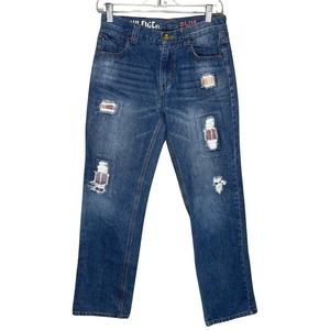 Tommy Hilfiger Jeans Womens 2 Blue Slim Straight Distressed Vintage 2004 Y2K‎